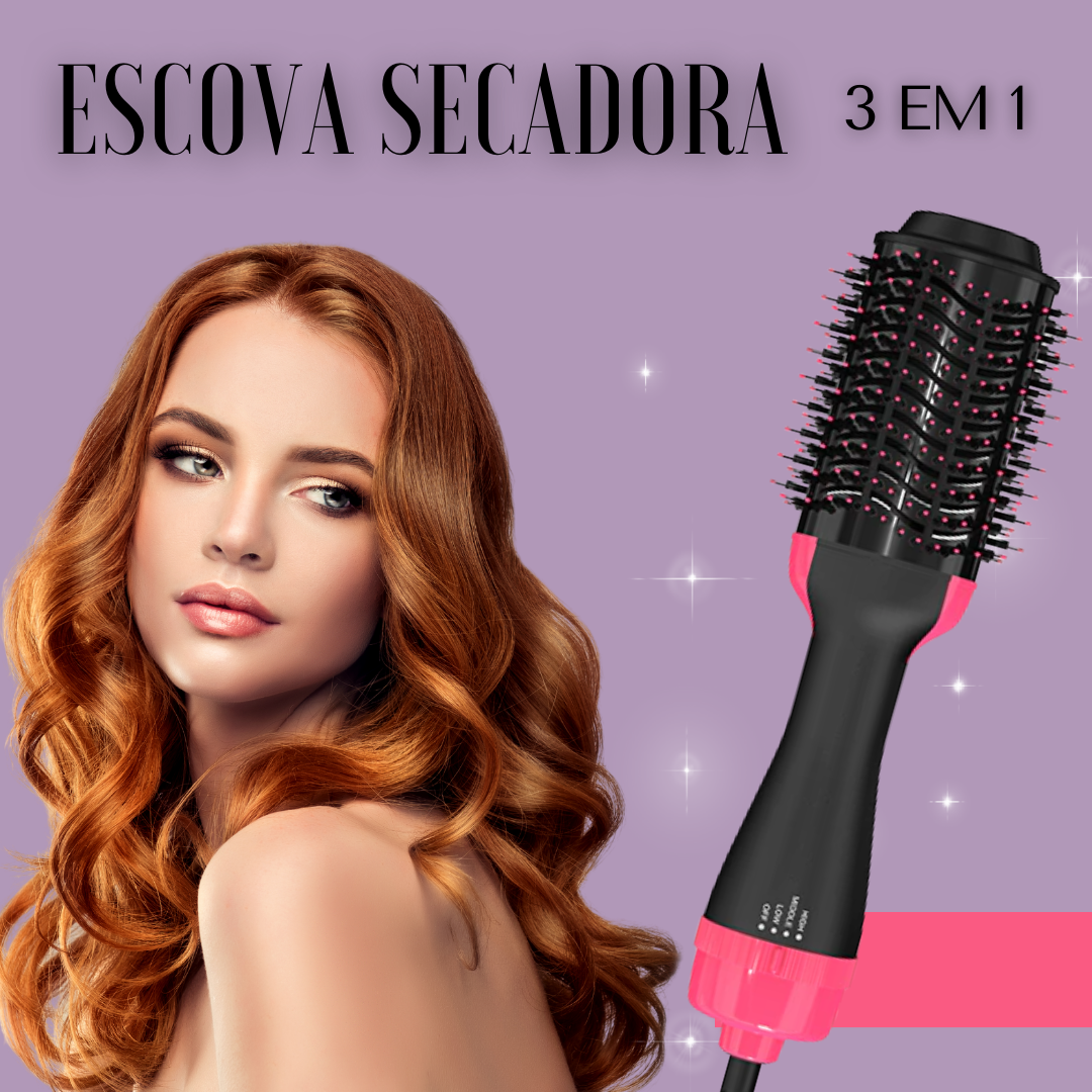 Escova Multifuncional 3 em 1 - Seca, Modela e Alisa